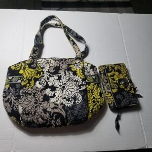 VERA BRADLEY BAROQUE GLENNA PURSE W/ TURN LOCK WALLET (SEE FULL DESCRIPTION)